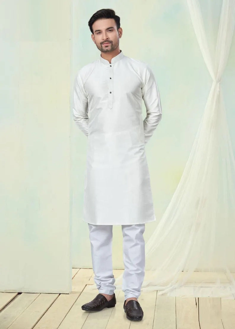 Pure Silk With Pintex Work Men's Kurta Pajama