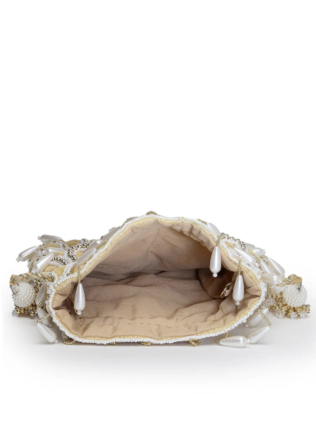 Droop Pearl Embellished Velvet Potli Bag