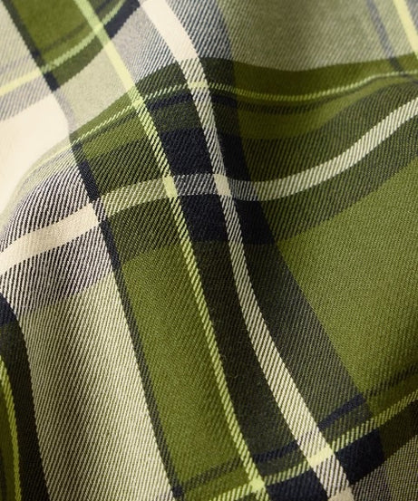 Plaid Green, Cream Men Relaxed Shirts