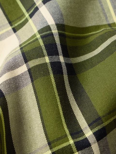 Plaid Green, Cream Men Relaxed Shirts