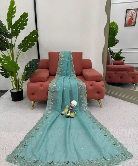 Party Wedding Wear Stylish Crunchy Silk Saree,Traditional Festival Sari