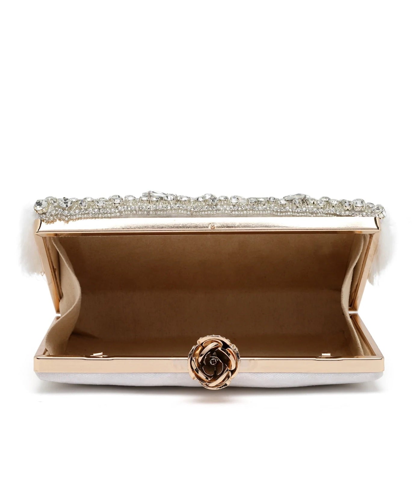 Feather Stone Work Embellished Velvet Box Clutch