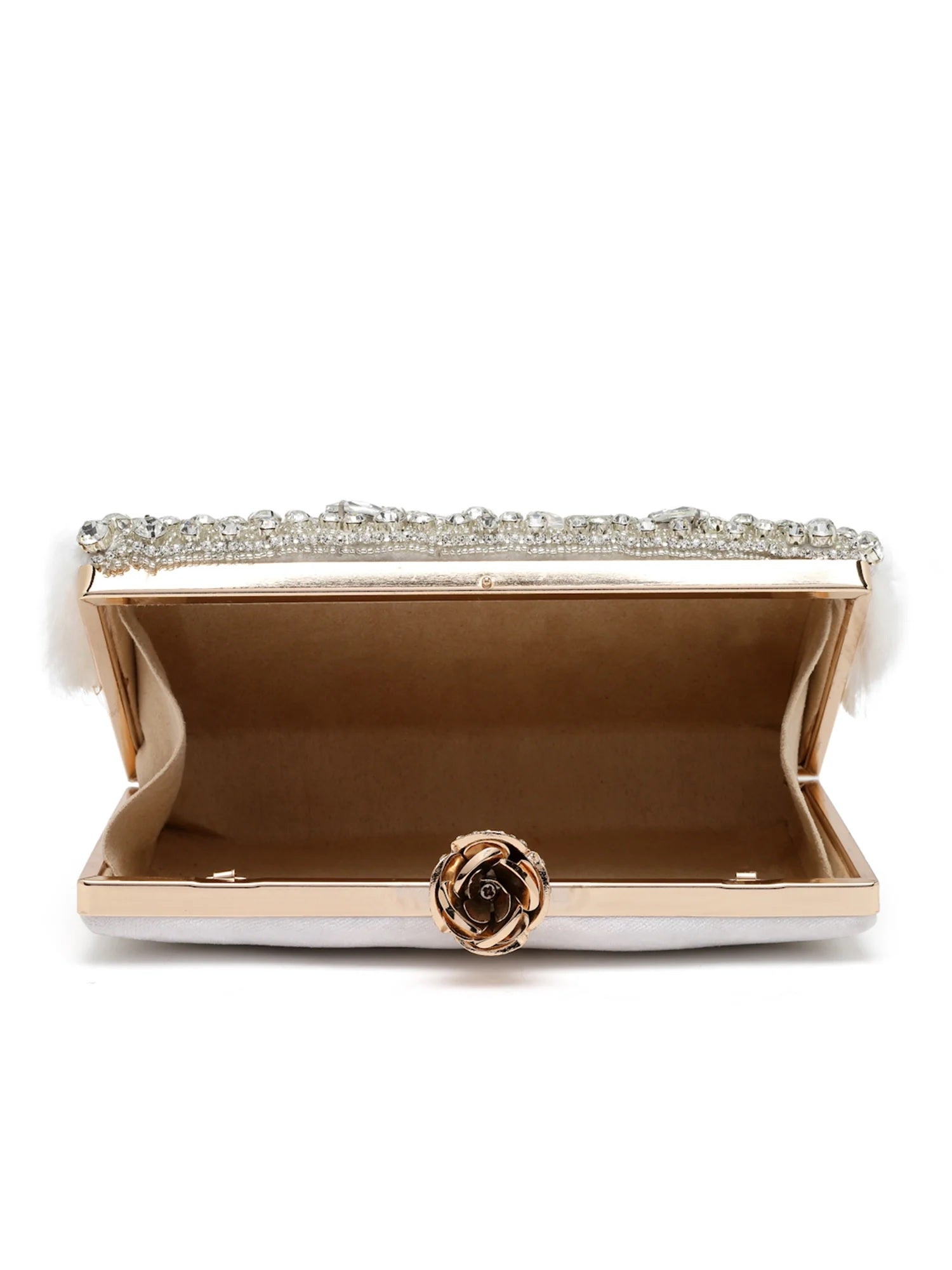 Feather Stone Work Embellished Velvet Box Clutch