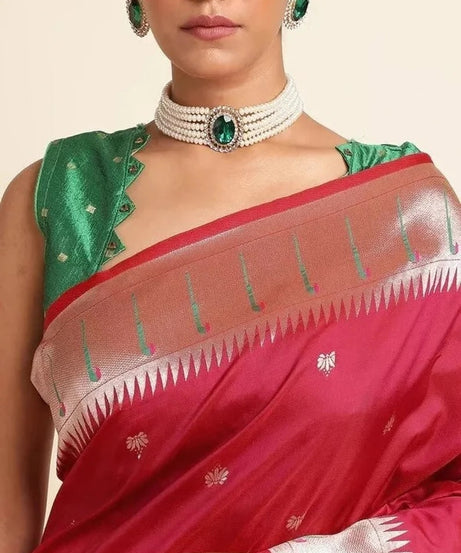 Pure Soft Kanchivaram Paithani Silk Saree With Blouse