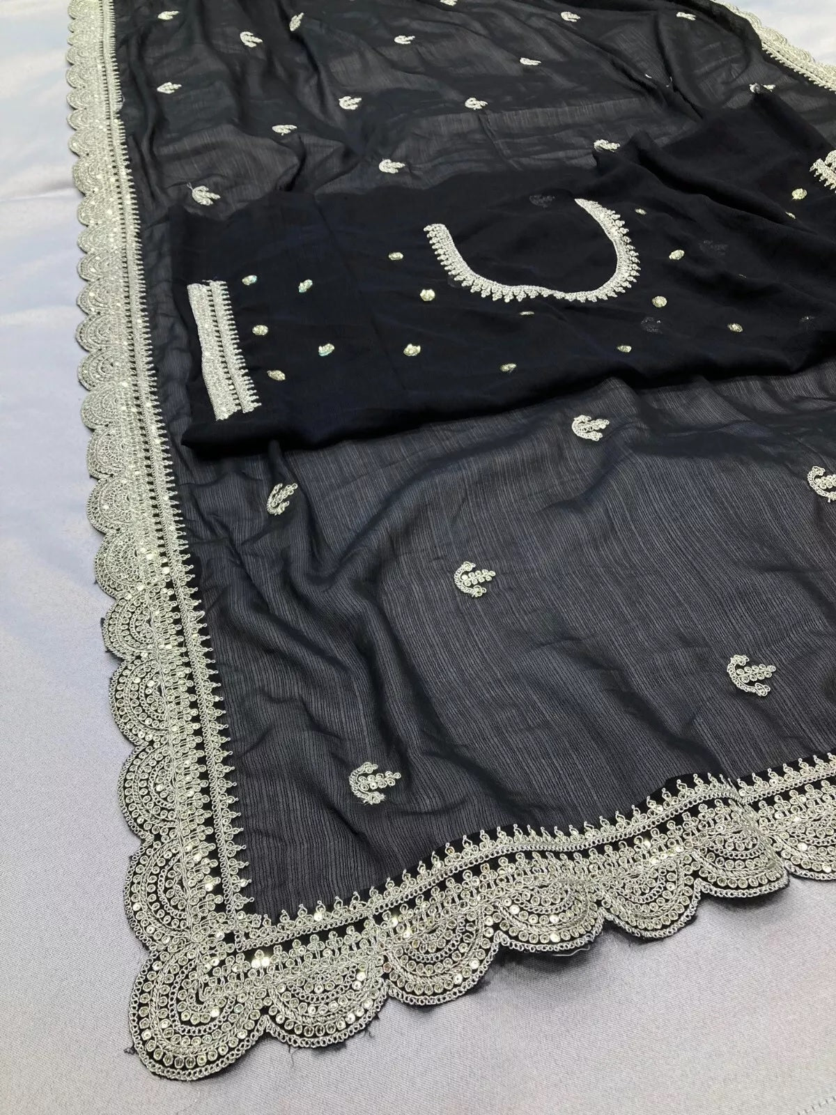 Traditional Party Zomato Chiffon Silk Saree, Wedding Bollywood Sari & Blouse