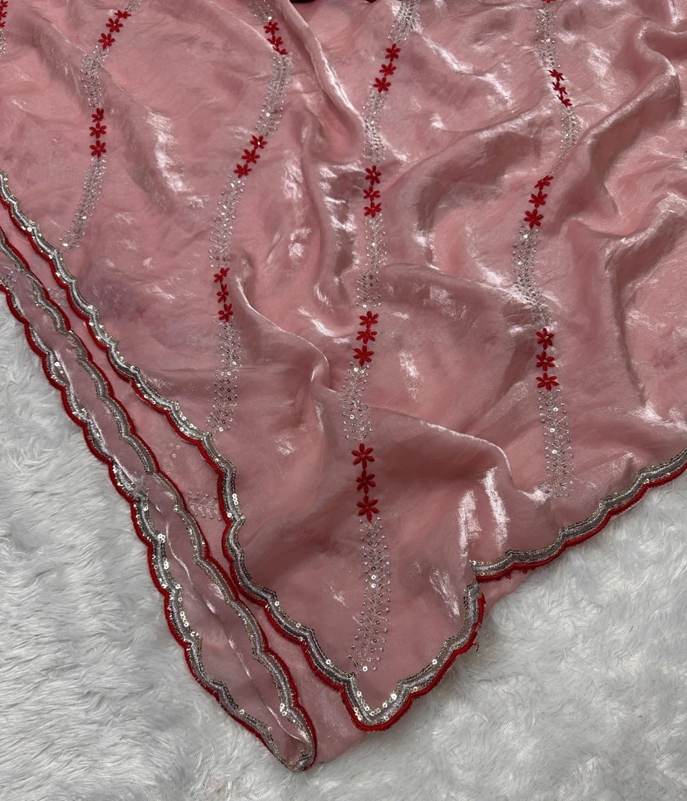 Soft Space Silk Beautiful Designer Light Color's Sari With Blouse