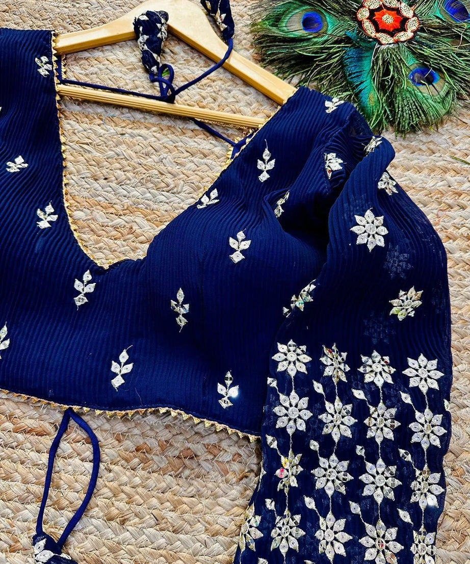 Georgette Full Stitched Wedding Style Fancy Blouse Choli