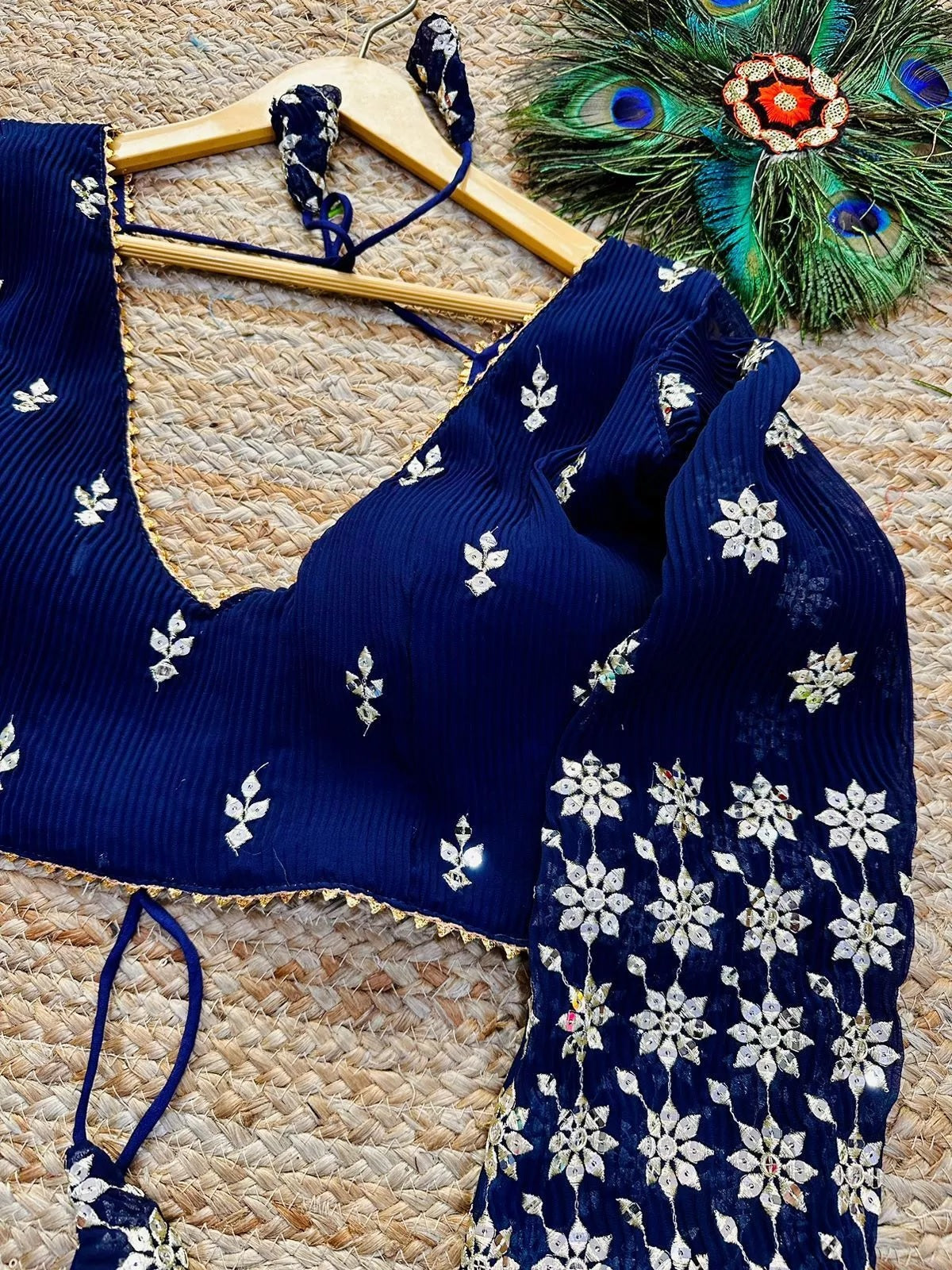 Georgette Full Stitched Wedding Style Fancy Blouse Choli