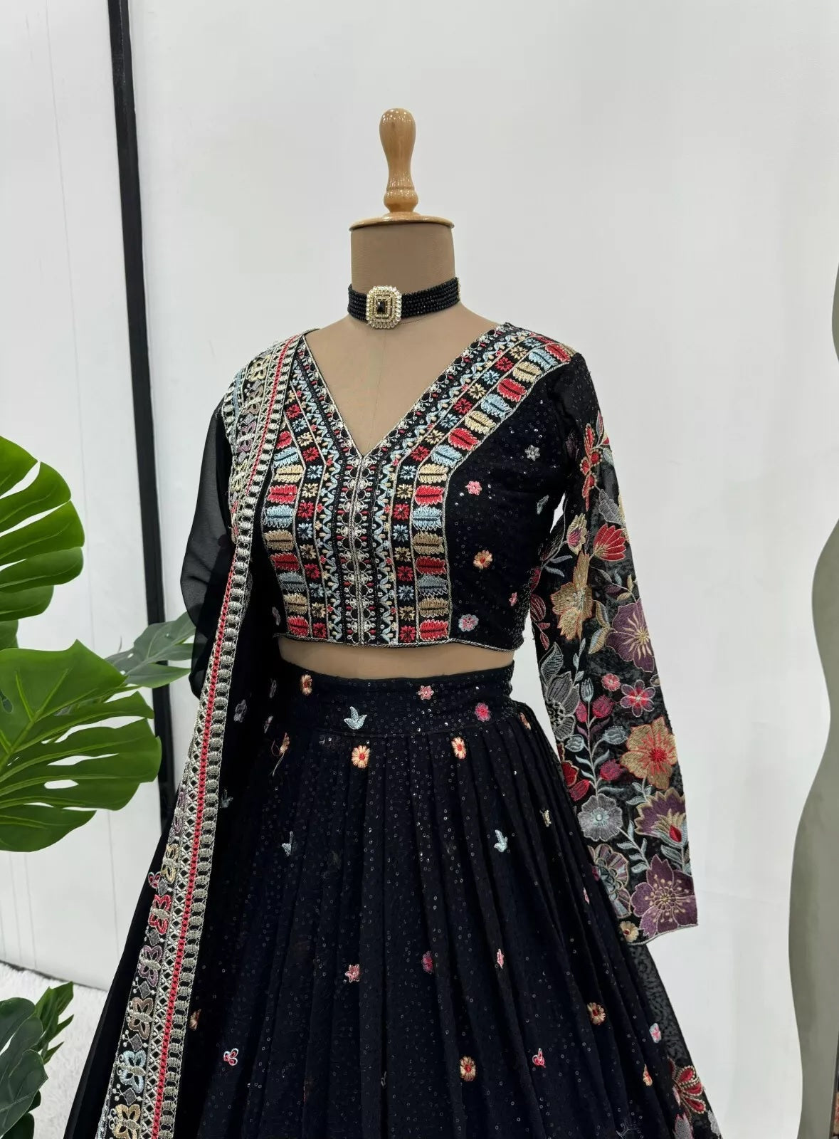 Georgette With Sequence Work  Lehenga Blouse & Dupatta