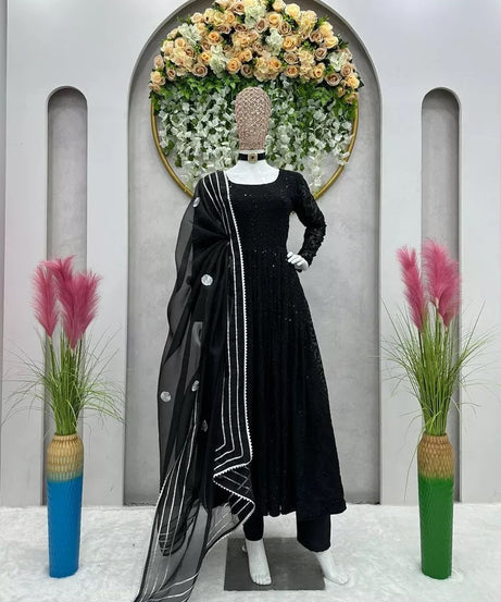 Designer Festival Wear Full Stitched Faux Georgette Top Pant Dupatta