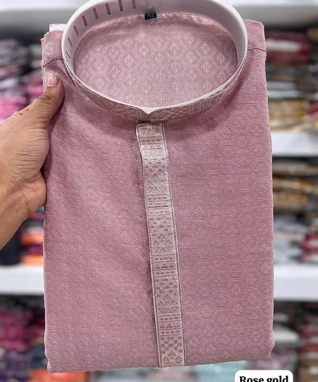 Heavy Jacquard Silk Beautiful Function Full Stitched Kurta Pajama For Men's