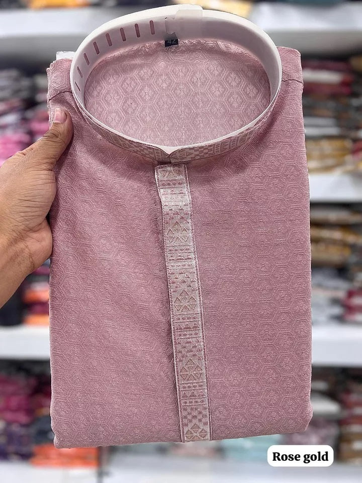 Heavy Jacquard Silk Beautiful Function Full Stitched Kurta Pajama For Men's