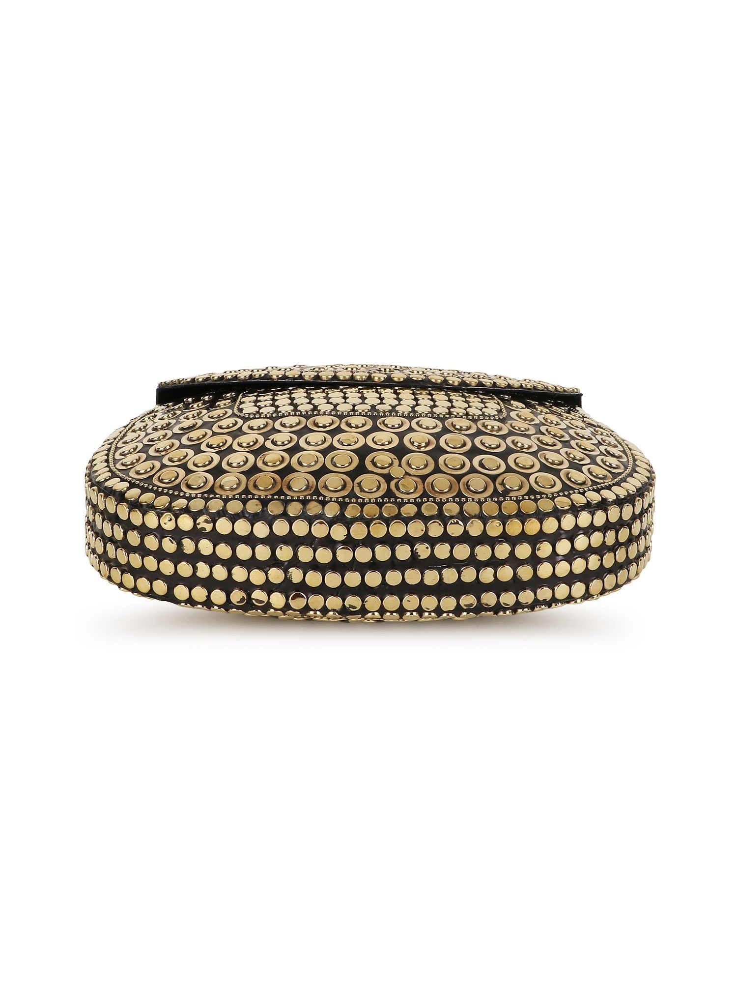 Mosaic Embellished Metal Clutch