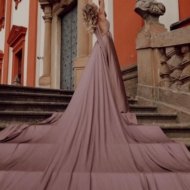 Flying Dress for PhotoShoot Long Train Dress Flowy Dress