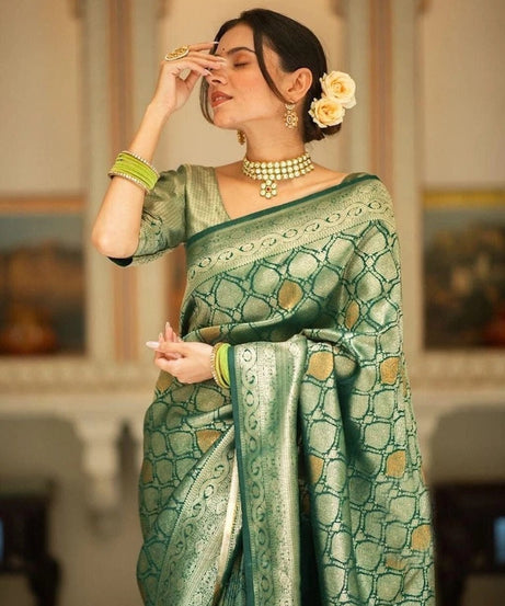 Banarasi Soft Silk Wedding Party Wear Saree,Ethnic Classic Sari With Blouse