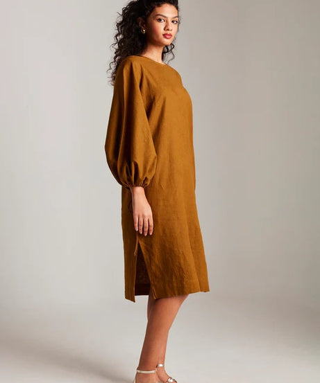 Co-Linen Balloon Sleeves Dress