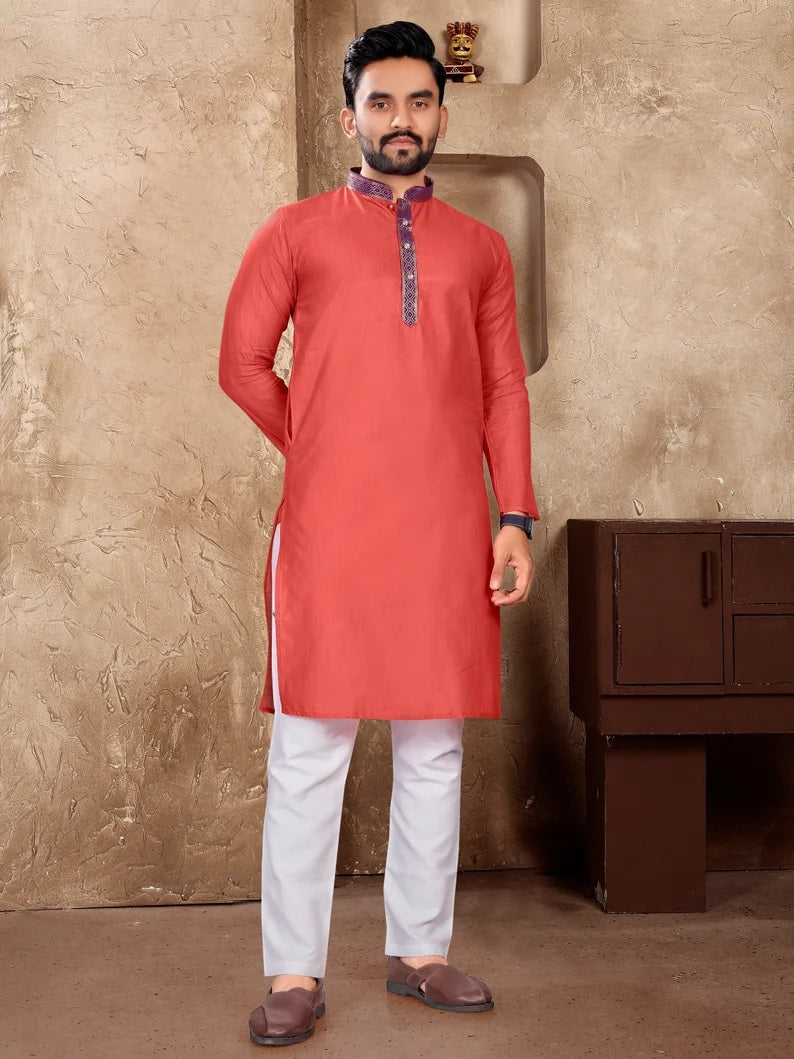 Men's Linen Silk kurta Pajama Set