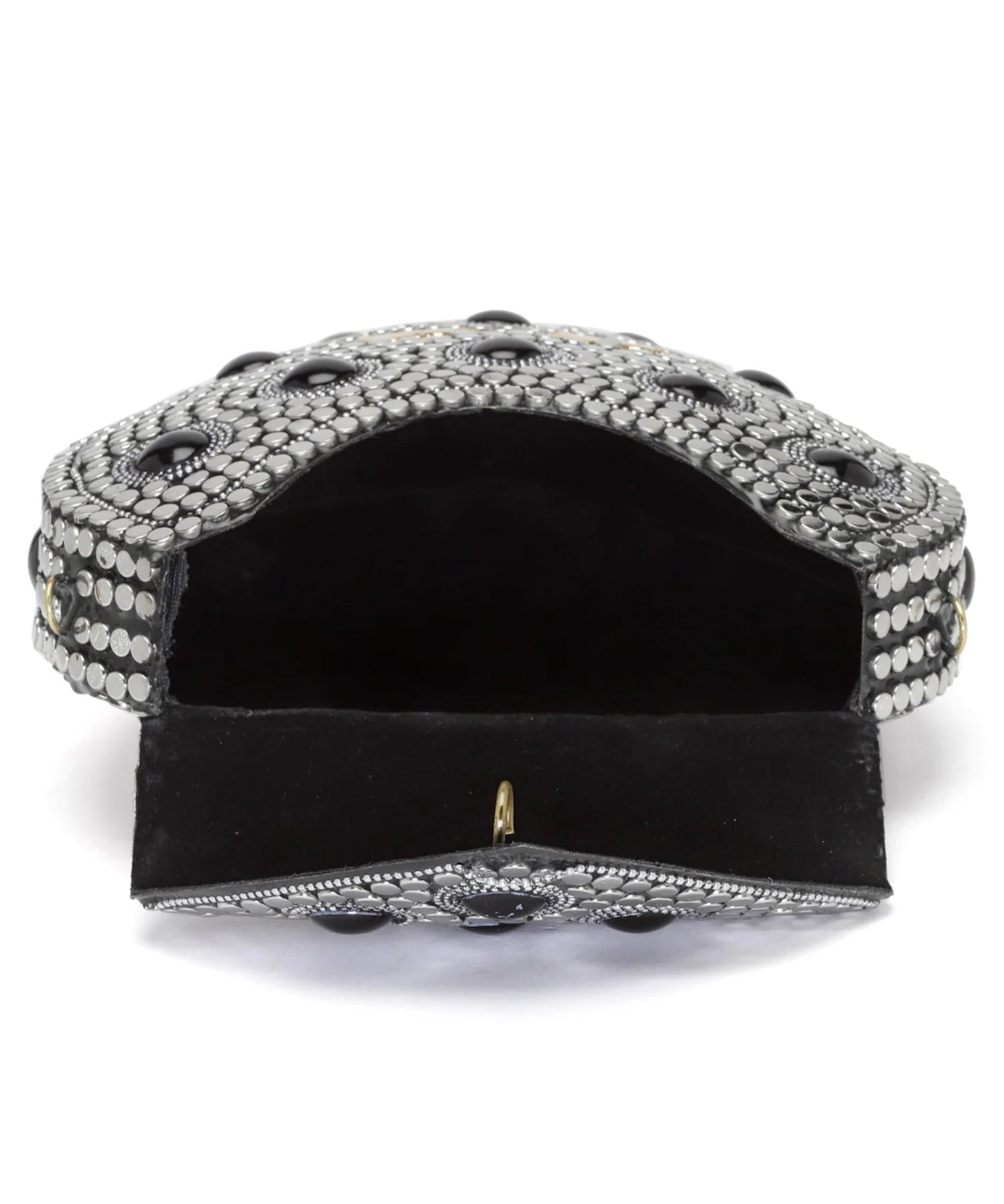 Mosaic Embellished Metal Box Clutch