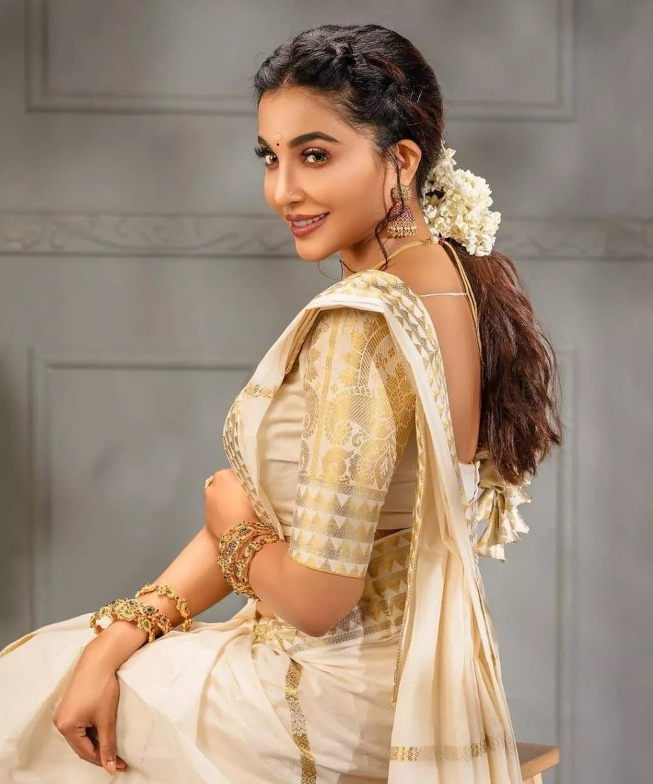 Soft Banarasi Silk With Weaving Gold Zari Saree With Blouse