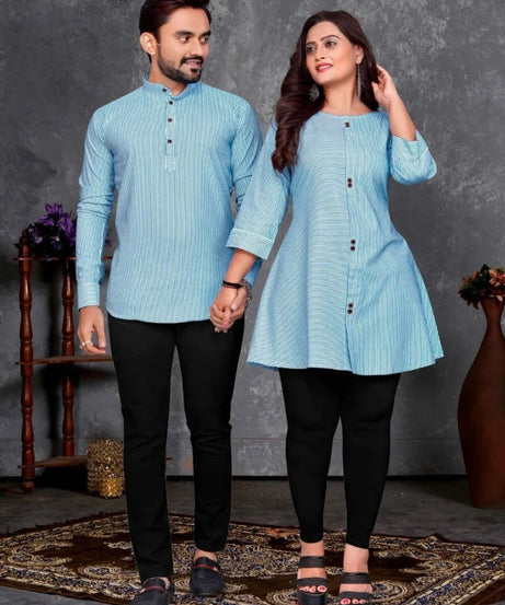 Premium Linen Cotton Couple Combo Set
