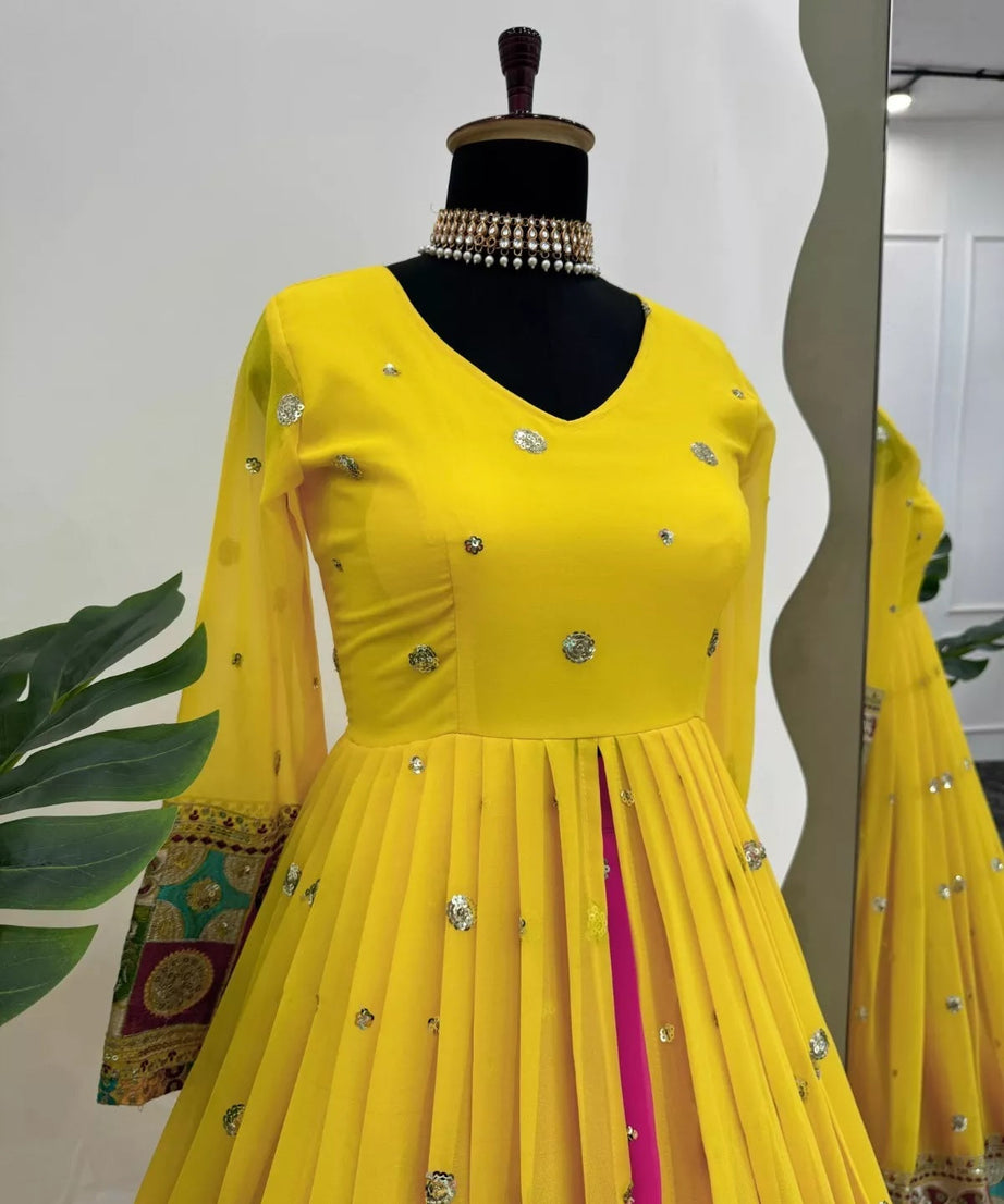 Faux Georgette With Sequence Work Top Lehenga & Dupatta Set