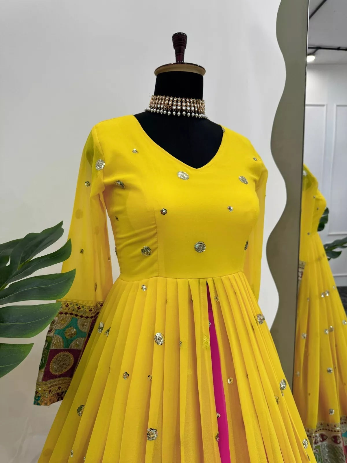 Faux Georgette With Sequence Work Top Lehenga & Dupatta Set