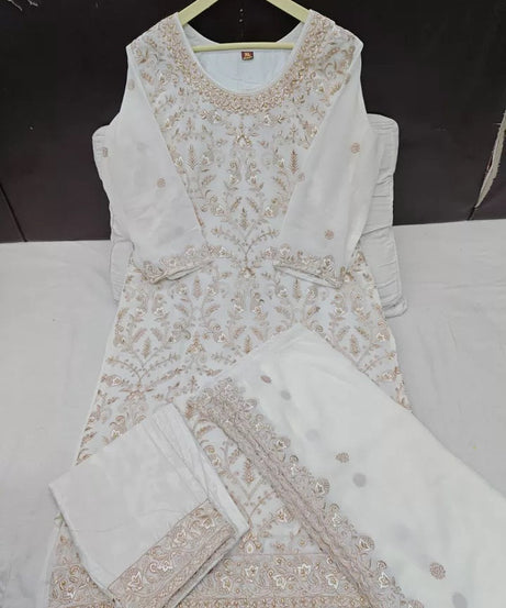 Georgette With Heavy Embroidery Work kurti Pant Set