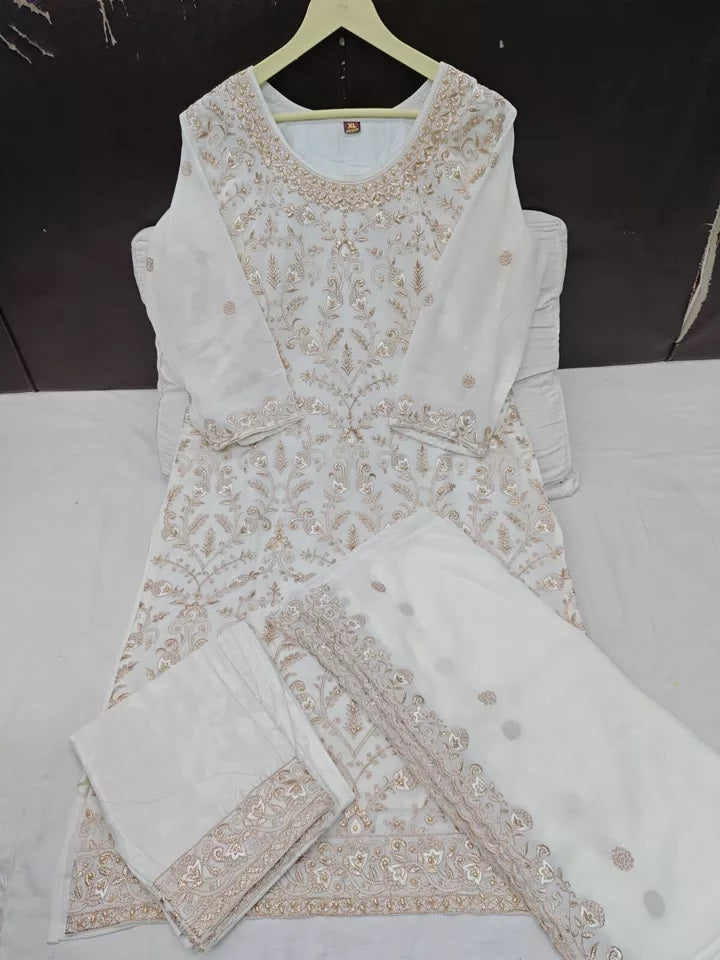 Georgette With Heavy Embroidery Work kurti Pant Set