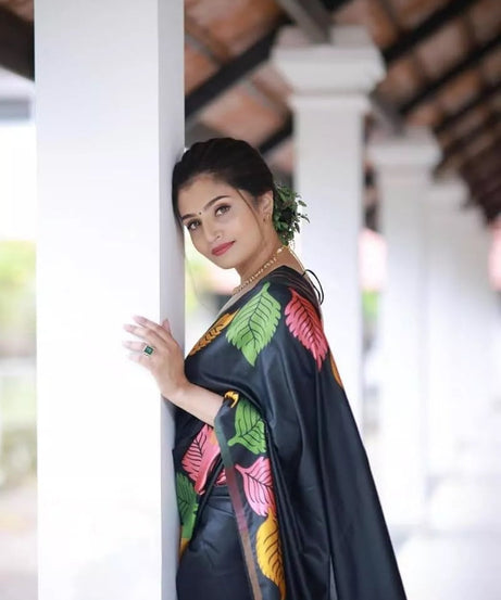 Luxurious Red Banarasi Silk Saree with Heavy Zari Border Sari & Blouse