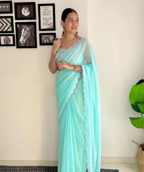 Soft Georgette Silk Saree With Blouse