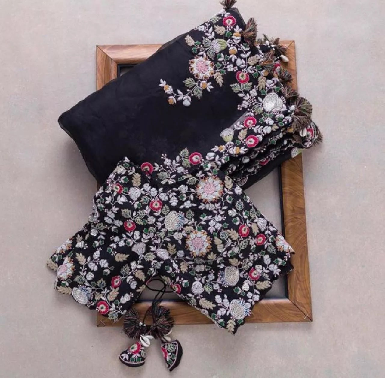 Georgette Embroidery Work Saree With Blouse,Party Wear Designer Saree