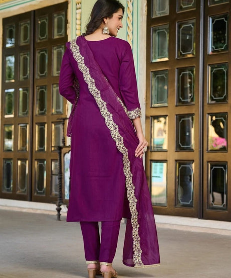 Classic Traditional Designer Roman Silk Salwar Kameez Suit 12-AW