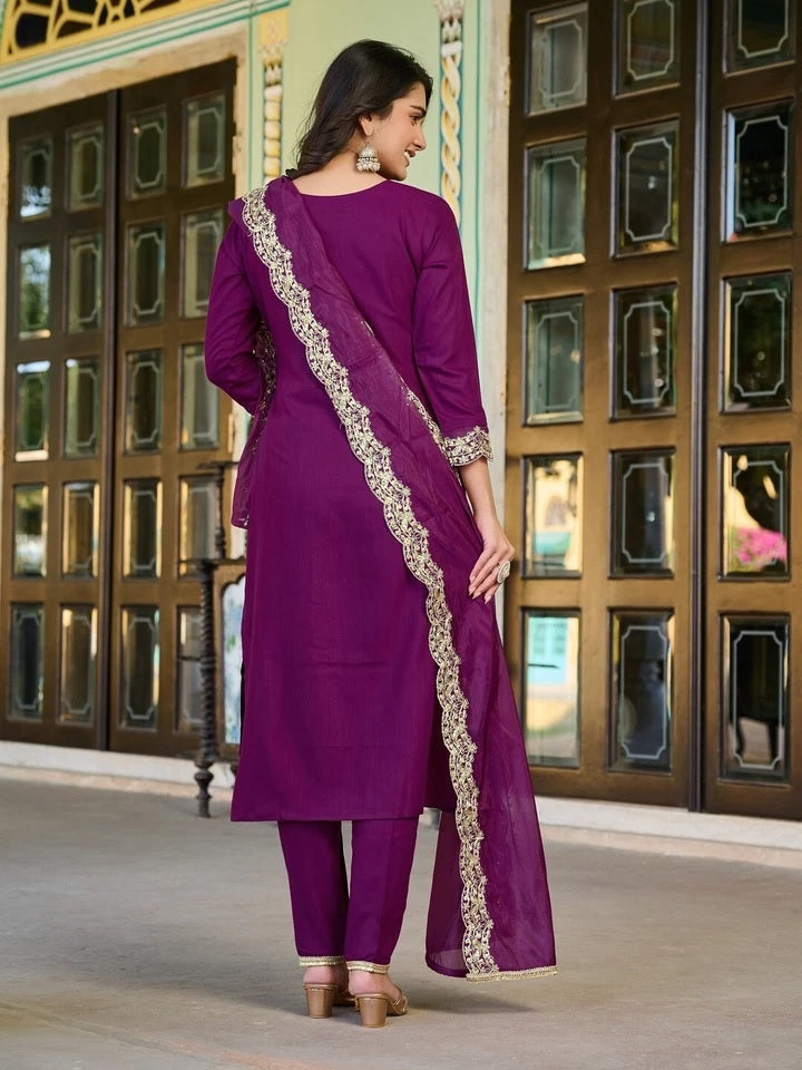 Classic Traditional Designer Roman Silk Salwar Kameez Suit 12-AW