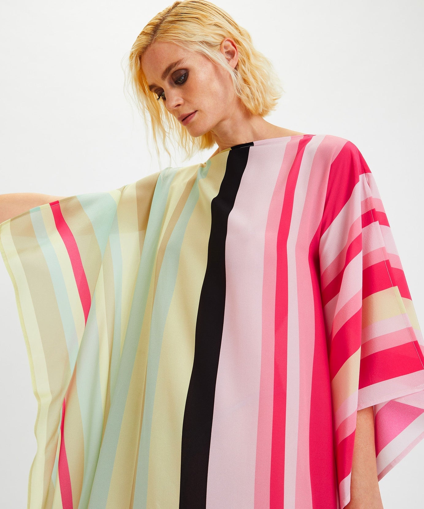 Lightweight Silk Crepe Kaftan Dress - Flowy and Stylish Caftan For Women's