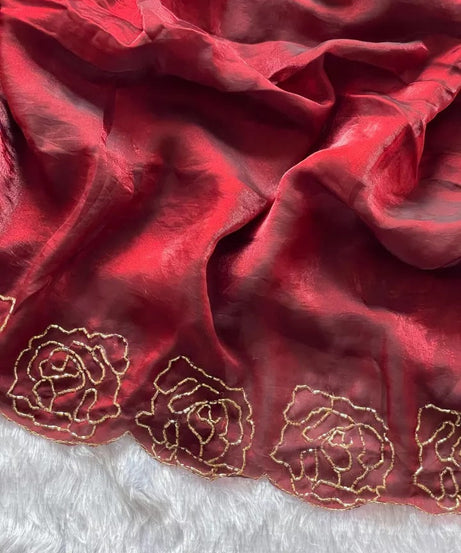 Beautiful Wedding Special Heavy Soft Satin Silk Saree,Party Festival Sari