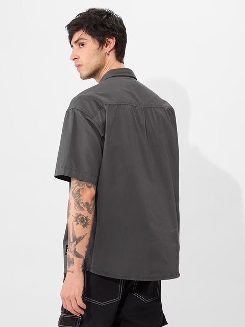 Utility Moon Grey Oversized Shirts
