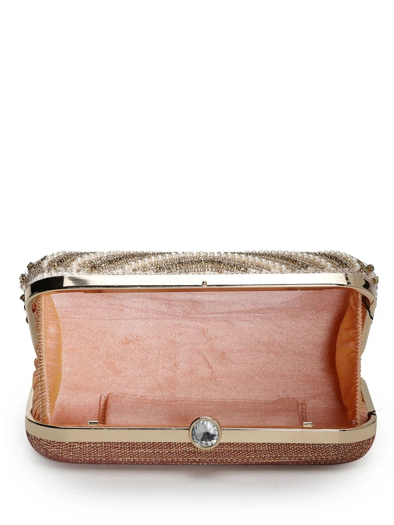 Adorn Embellished Faux Silk Clutch