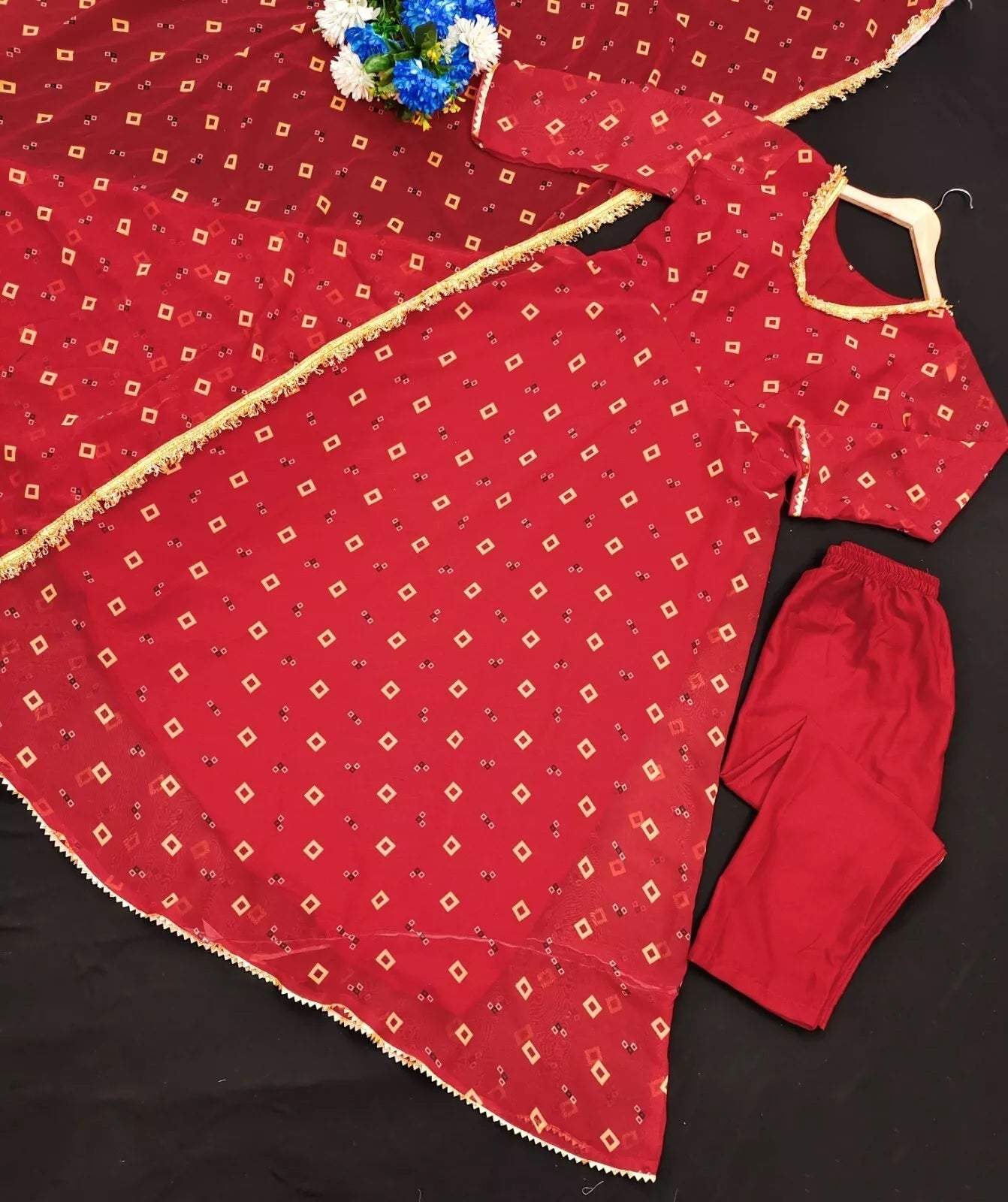 Georgette With Digital Print Anarkali Gown Dress & Dupatta