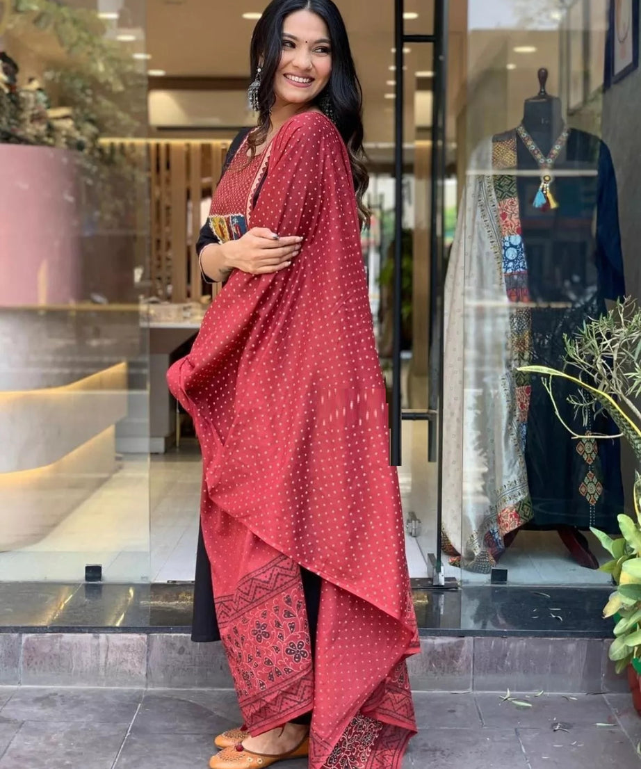 Rayon With Mirror Work Women Readymade Salwar Kameez Dupatta