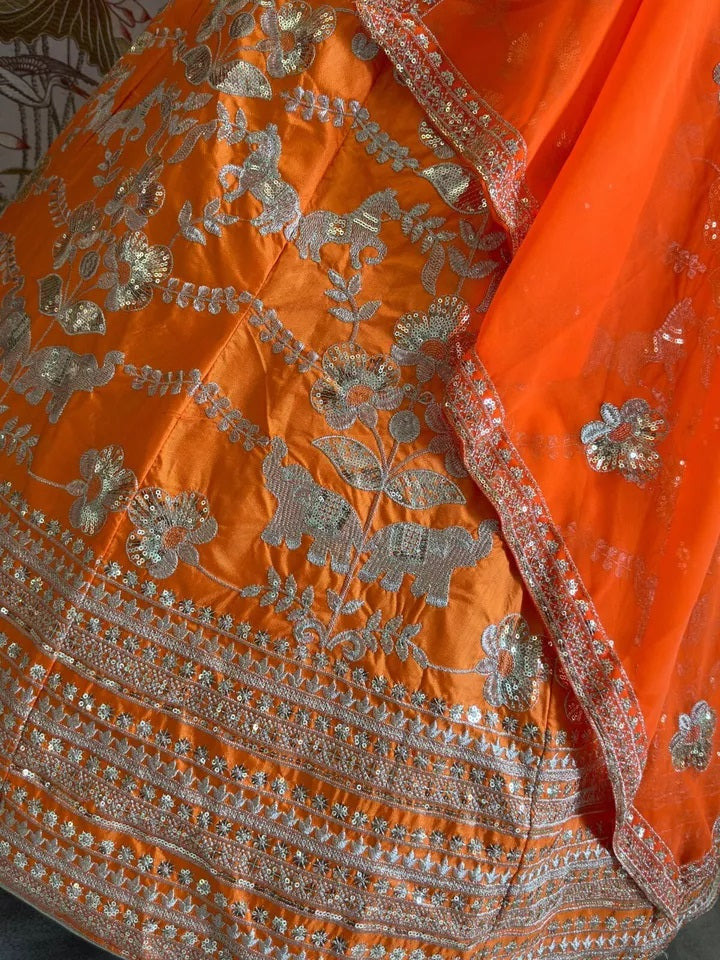 Jalpari Silk With Embroidery Sequence Zari Design Work Lehenga Work
