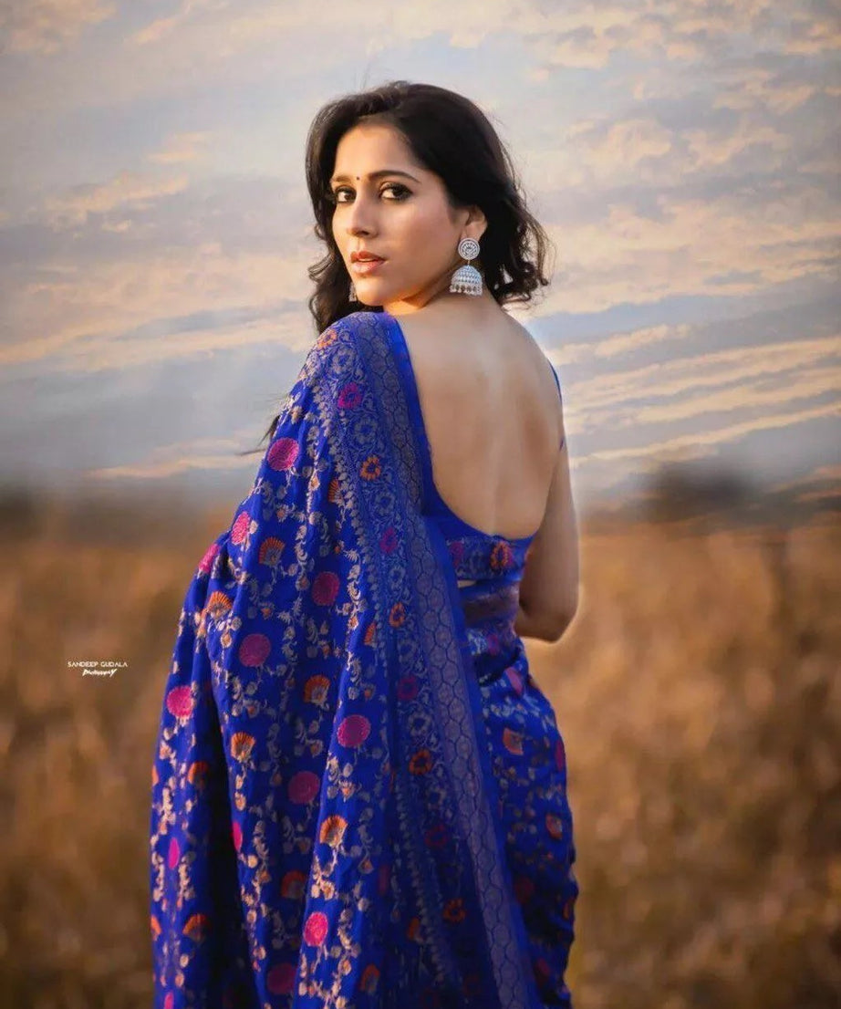 Women's Wedding Wear Banarsi Soft Silk Saree & Blouse