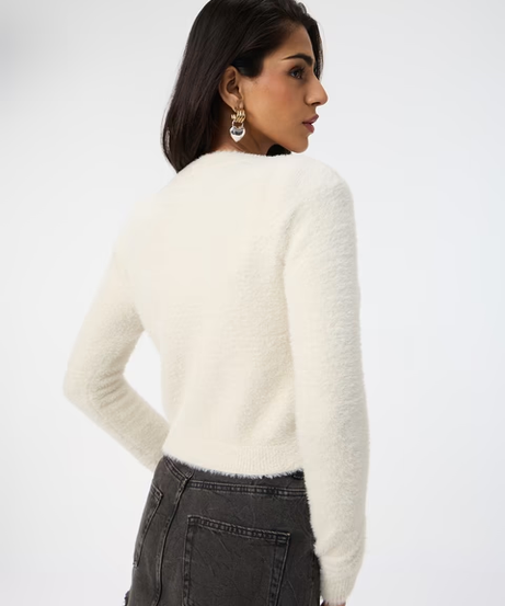 Fuzzy Cardigan Frost Women Knitted Sweaters