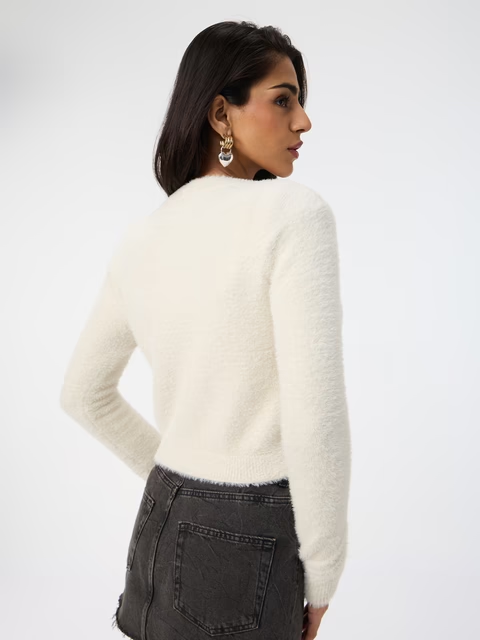 Fuzzy Cardigan Frost Women Knitted Sweaters