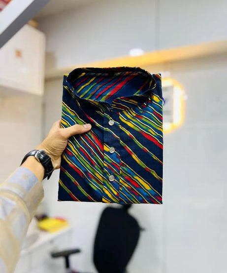 Cotton With Heavy Foil Print Kurta Pajama Set For Men's