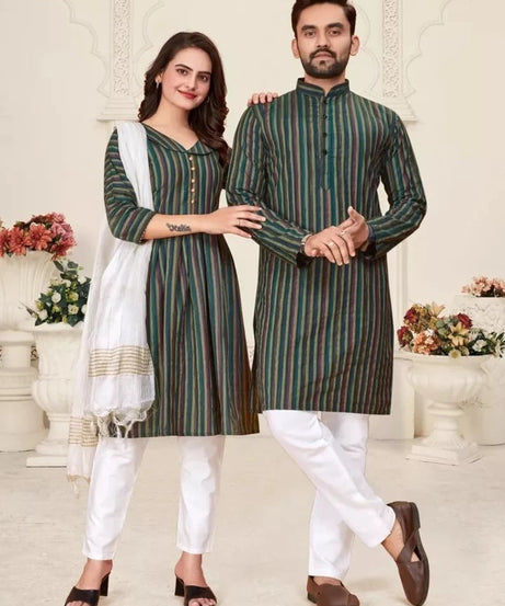 Pure Linen Cotton Couple Combo Set