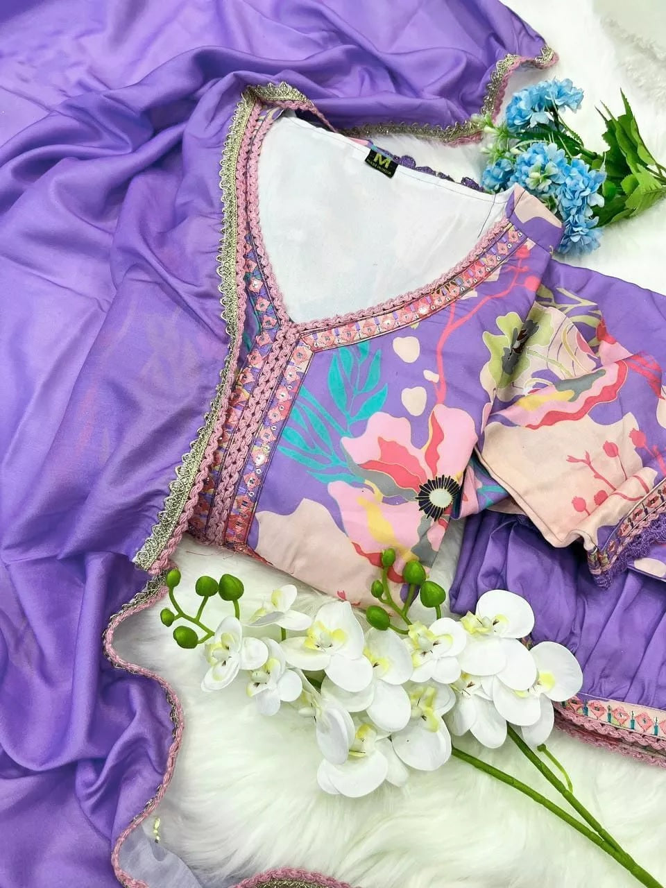 Full Stitched Muslin With Digital Print Top Pant & Dupatta