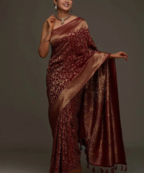 Traditional Wear Banarasi Soft Silk Saree , Designer Sari & Blouse