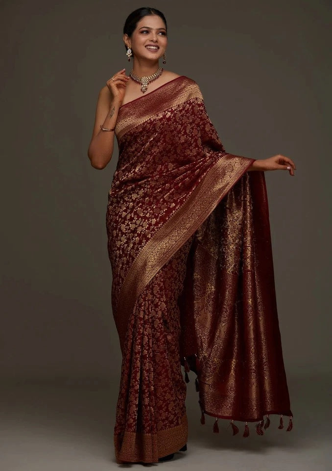 Traditional Wear Banarasi Soft Silk Saree , Designer Sari & Blouse