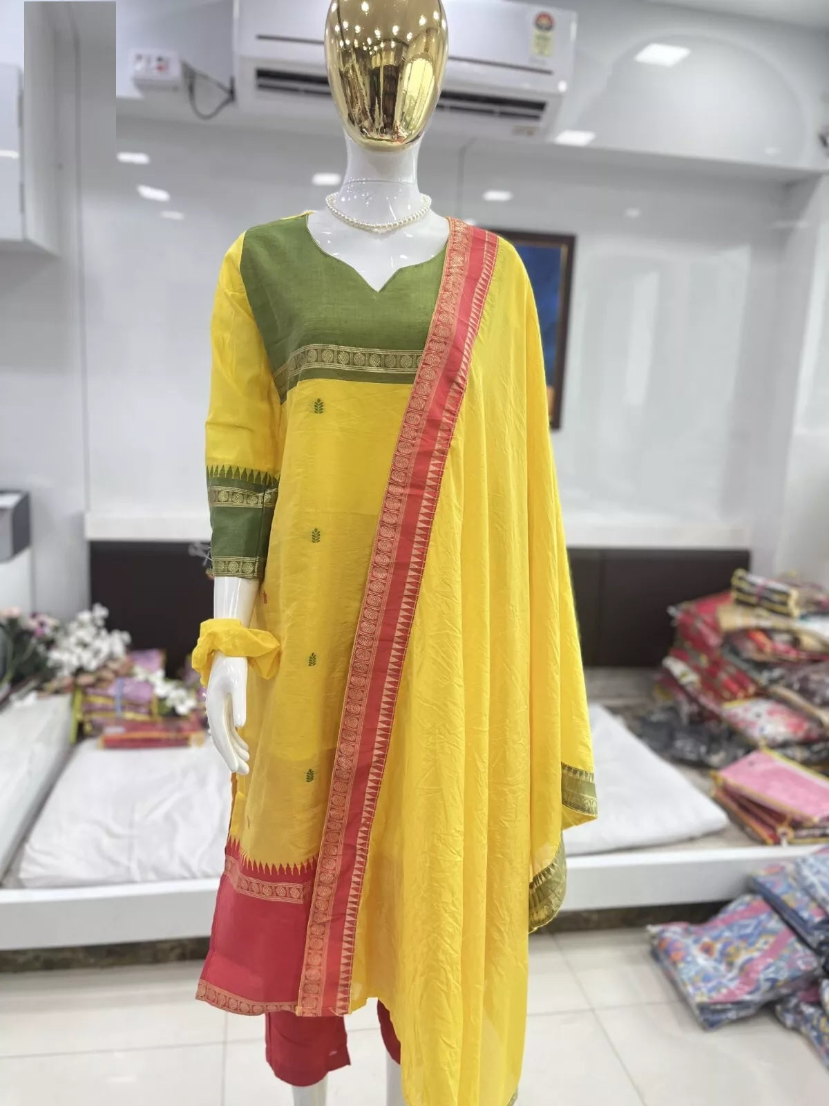 Pure Kanchi Cotton Top Bottom With Dupatta