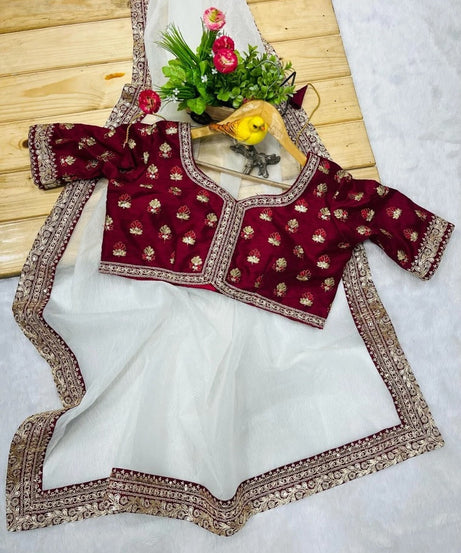 Banarasi Crush Saree, Jari Weave Crush With Sequence Work Sari & Blouse